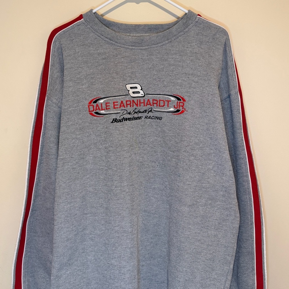 Vintage Dale Earnhardt Jr Budweiser Racing Crew Neck Embroidered Striped Size M - Picture 4 of 8